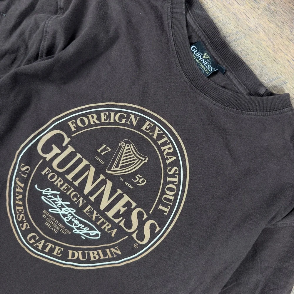 Guinness Foreign Extra Stout T-Shirt Mens XL Brown Graphic Tee St James Gate